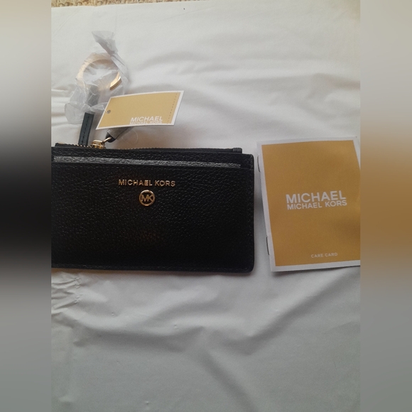 Michael Kors Slim Black Leather Card Holder/With Keyring/Zipper Pouch🌸 - Picture 10 of 10